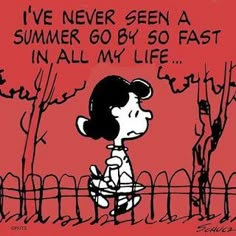 an image of a cartoon character with a quote on it that says, i've never seen a summer go by 50 fast in all my life