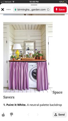 an image of a laundry room with plants on the counter