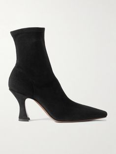 NEOUS's sleek, sculptural 'Ran' boots have been made in Italy from velvety-soft stretch-suede. Designed for a comfortable sock-like fit, they have narrow squared toes and curved heels. Wear yours with anything, from swishy skirts to structured tailoring. Shoes Boots Ankle, Comfortable Socks, Shoe Print, Shearling Jacket, Suede Ankle Boots, Black Ankle Boots, Women Collection, Mini Bag, Black Boots