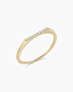 Diamond Bar Ring in 5 k Solid Gold, Women's by gorjana Simple Gold Band, Ring Simple Gold, Gorjana Jewelry, Orange Agate, Yellow Opal, Diamond Stacking Rings, Bar Ring, Solid Gold Band, 5 K