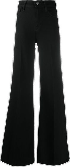 Trendy Flare Flares For Workwear, Elegant Black Pants With Five Pockets, Trendy Flared Wide Leg Work Pants, Trendy High Waist Flares For Workwear, Trendy Wide Leg Flare Pants For Work, Trendy Workwear Flares With Straight Leg, Modern Flare Jeans For Workwear With Belt Loops, Trendy Black Flared Wide Leg Pants, Trendy Black Flare Wide Leg Pants