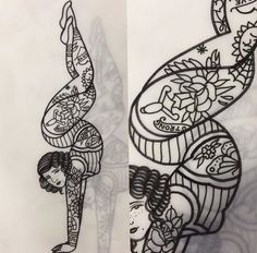 two drawings with different designs on them, one is upside down and the other is upside down