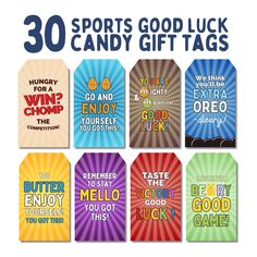 the 30 sports good luck candy gift tags