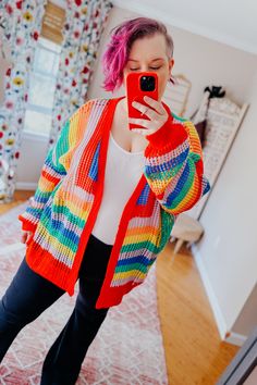 Introducing your new spring staple: the In Love Rainbow Crochet Striped Spring Cardigan! With a vibrant rainbow design and open weave crochet pattern, this cardigan is sure to add some fun to any outfit. Perfect for a sunny day or a chilly evening, this cardigan is a must-have for any fashion-forward individual. 100% Acrylic Soft Light Layer Open Cardigan Relaxed Fit :: Approximate Measurements :: ** Approx measurements listed below are of the actual clothing item laid flat ** • Top stretches an Spring Cardigans, Spring Staples, Dress Layer, Swimwear Sets, Rainbow Crochet, Love Rainbow, Rainbow Design, Denim Leggings, Tunic Dress