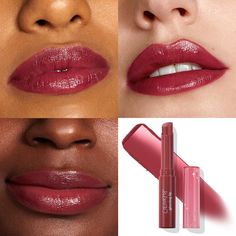 Affordable Lipstick, Curly Hair Accessories, Glossier Lipstick, Vegan Collagen, Plump Lips, Pink Lip Gloss, Lip Swatches, Deep Skin, Makeup Swatches