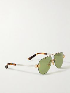 Bottega Veneta Eyewear's sunglasses are made from a combination of gold- and silver-tone metal contrasted by tortoiseshell acetate tips, so they'll go with nearly anything. They have retro, aviator-style frames and geometric nose pads for a comfortable fit. Aviator Style, Fine Watches, Eyewear Womens, Watch Gifts, Eyewear Accessories, Fall Shopping, Beauty Accessories, Clothes Collection, Aviator Sunglasses