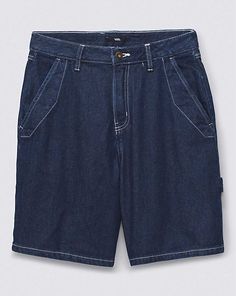 Relaxed Fit Cotton Shortalls, Cotton Relaxed Fit Shortalls, Cotton Shortalls With Relaxed Fit, Cotton Utility Jean Shorts With Relaxed Fit, Relaxed Fit Shortalls With Pockets, Medium Wash Utility Shorts, Utility Style Medium Wash Jean Shorts, Utility Denim Blue Cotton Shorts, Utility Denim Jean Shorts