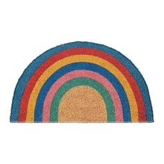 a door mat with a rainbow design on the front and side of it in multicolors