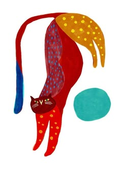 a painting of a cat with spots on it's body