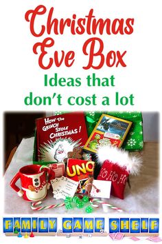 christmas eve box ideas that don't cost a lot with the text overlay