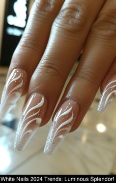 Dive into the trend of White Nails in 2024! Explore the purity and elegance of these exquisite nail art designs.  #whitenailideas Of White Nails, Lavish Nails, Korean Manicure, Michelle Nails, Ongles Beiges, Nails Painting, Glitter Nail Designs, Natural Nail Art, Lovely Nails