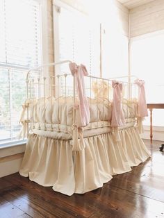 Natural + Baby Pink | Farmhouse Crib Bedding Set Farmhouse Crib, Neutral Nursery Bedding, Neutral Crib Bedding Sets, Farmhouse Cribs, White Crib Bedding, Crib Liners, Girl Crib Bedding Sets, Crib Bedding Boy