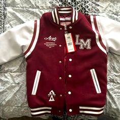 This Is A Very Nice Jacket I Bought It When I Went To Mall Of Georgia But Know I Can’t Fit It I’ve Never Worn It So It’s Brand New With Tags Cool Jackets, Kobe Bryant, Kids Jacket, Varsity Jacket, Georgia, High School, Red And White, Jackets & Coats, Brand New