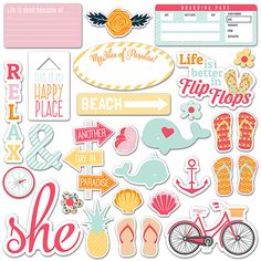 a sticker sheet that has various items on it