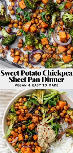 sweet potato chickpea sheet pan dinner with vegan and easy to make