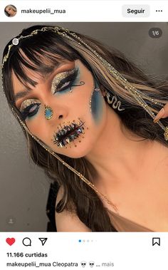 Cleopatra Makeup, Mermaid Makeup Halloween, Cleopatra Halloween, Cute Halloween Makeup, Holiday Makeup Looks, Halloween Makeup Pretty, Pretty Halloween Costumes, Amazing Halloween Makeup