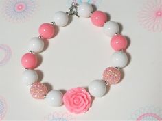 Pink Flower Chunky Bubblegum Neckalace, Chunky Necklace, Girls Jewelry, Little Girls Bubblegum Neckl Necklaces Diy, Chunky Bead Necklace, Princess Outfit, Latest Obsession, Bead Wire, Chunky Bead Necklaces, Bubblegum Necklace, Necklace Chunky, Chunky Beads