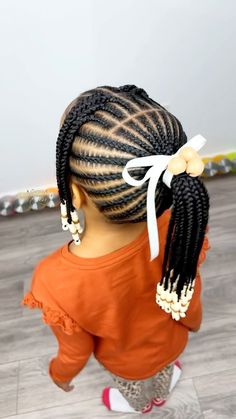 Hair Style For Children's, Children's Braids Styles, Little Black Toddler Girl Braided Hairstyles With Beads, Children Hairstyles With Beads, Kids Summer Braided Hairstyles, Little Black Girls Braided Natural Hairstyles, Hair Style For Black Hair Ideas, Toddler Girls Hairstyles Black Braids, Little Black Toddler Girl Braided Hairstyles