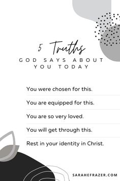 a white and black card with the words 5 truths about you today on it