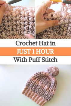 the crochet hat in just 1 hour with puff stitch is easy to make