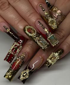 Mexican Acrylic Nails Design, Moms Nails, Nail Design Glitter, Nails Sets, Junk Nails, Hippie Nails, Classy Acrylic Nails, Long Acrylic