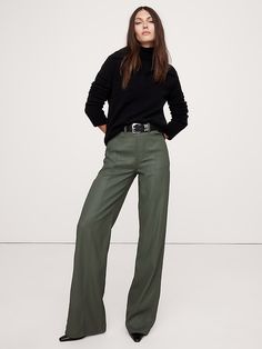 Coated Denim Outfits, Affordable Full-length Chic Jeans, Wide Leg Jeans Banana Republic, Banana Republic Wide Leg Pants, Banana Republic Wool Pants, Banana Republic Sweater Women, Created Colorful, Coated Denim, How To Wear Ankle Boots