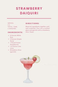 a recipe for strawberry daiquita cocktail