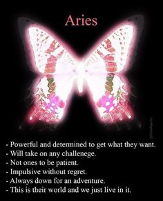 a butterfly with the words aries written on it's wings in pink and white