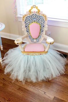 Pink Cinderella, Princess Chair, Cinderella Birthday Party, Cinderella Party, Disney Princess Birthday