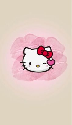 an image of a hello kitty wallpaper with pink flowers on the bottom right corner