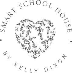 the logo for smart school house by kelly d'on, which features leaves and flowers