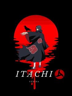 the poster for itachi ugima, which features an image of a woman with a crow on her shoulder