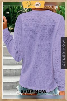 Classic and Cool Shirt Casual Solid Color Crew Neck Blouse, Trendy Solid Purple Top, Trendy Purple Solid Color Top, Fall Crew Neck Purple Blouse, Purple Crew Neck Blouse For Fall, Fall Purple Crew Neck Blouse, Purple Solid Cotton Top, Purple Solid Color Cotton Top, Relaxed Fit Crew Neck Shirt For Day Out