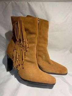 Very cute ladies Size 6 Predictions Suede Boots/ booties with zippers. 3" heel. These are in Very nice previously loved condition with some minor ware as shown in photos. Please view photos closely for accurate product condition.  Please view all photos closely.  Items are well packed when shipped, and are shipped out quickly. NO REFUNDS (due to some carrier handling practices, this includes items that are damaged during shipping, especially delicate items, such as glassware). Disclaimer: We are Cute Woman, Suede Boots, Boot Shoes Women, View Photos, Halloween Shopping, Bootie Boots, Womens Boots, Shoe Boots, Vintage Items