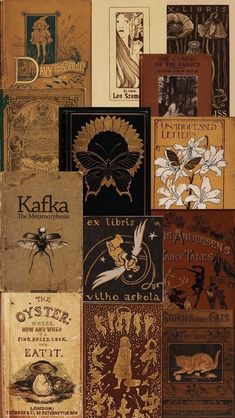 many different books are stacked on top of each other in this collage with the title kafka