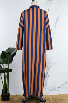 Orange Casual Striped Print Patchwork Turndown Collar Shirt Dress Dresses Casual Striped Long Sleeve Midi Dress, Long Sleeve Patchwork Dresses For Daywear, Casual Long Sleeve Striped Midi Dress, Casual Long Sleeve Patchwork Midi Dress, Casual Orange Long Sleeve Midi Dress, Striped Long Sleeve Maxi Dress For Daywear, Casual Orange Long Sleeve Maxi Dress, Long Sleeve Striped Cotton Midi Dress, Blue Long Sleeve Maxi Dress With Patchwork