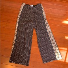 I Bought These Pants From Urban Outfitters. Great Party Pants! Never Worn. Bohemian Pants For Fall Party, Bohemian Pants For Party In Fall, Straight Leg Pants With Elastic Waistband For Party, Straight Leg Party Pants With Elastic Waistband, Party Pants With Elastic Waistband And Straight Leg, Bohemian Stretch Straight Leg Pants, Urban Outfitters Trousers With Elastic Waistband, Chic Festive Pants For Summer, Stretch Bohemian High-waisted Pants