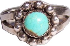 Untreated Silver Turquoise Ring, Southwestern Style Hallmarked Round Jewelry, Silver Turquoise Cabochon Ring, Silver Turquoise Ring With Cabochon, Silver-setting Turquoise Cabochon Ring, Southwestern Sterling Silver Turquoise Ring, Silver Turquoise Ring With Bezel Setting, Classic Round Turquoise Jewelry, Southwestern Style Turquoise Ring Stamped 925