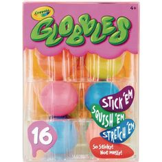 an assortment of colorful gummy balls in a package with the word gobbles on it