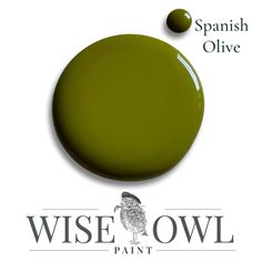 an olive green paint with the words wise owl painted on it in spanish and english