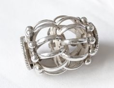 Bali double cage bead contemporary Sterling Silver Bead, Bali, United Kingdom, Silver Bracelet, Sterling Silver