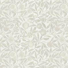 a white wallpaper with leaves and flowers on the back ground, in shades of grey