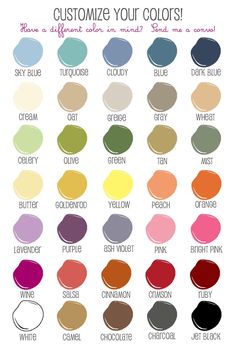 a color chart with the names and colors for different types of paint shades on it