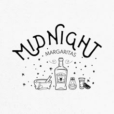 the logo for mad night margaritas, which is written in black ink on a white background