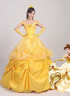 Halloween Adult Disney Movie Beauty and the Beast Costume Yellow Belle Princess Dress Princess Dress For Women, The Beast Costume, Disney Yellow, Beauty And The Beast Costume, Beast Costume