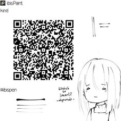 a drawing of a girl next to a qr code