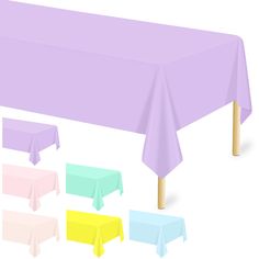 the table cloths are different colors and sizes, but not all have one color