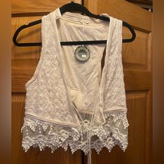 Gorgeous Lace Vest With One String Missing Summer Bohemian Lace Vest, Sleeveless Lace Trim Summer Vest, Beige Lace Camisole With Lace Trim, Bohemian Lace Sleeveless Vest, Cheap Beige V-neck Vest, Mink Vest, Cycling Vest, Western Vest, Christmas Sweater Vest