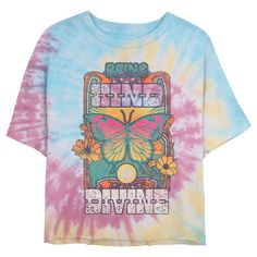 If you're looking for the hottest new trends, you're in the right place! Take your everyday style to the next level with this lovely new Juniors' Being Kind Is Divine T-shirt from Lost Gods! This tee features a butterfly with flowers and the phrase: "Being Kind Is Divine," across the front. Make everything from workouts to running errands, or even just lounging around the house a little extra chic! There’s no end to the awesomeness you’ll find when you shop apparel by Lost Gods Collective. Trendy Tie Dye Tops With Letter Print, Trendy Tie Dye Top With Letter Print, Spring Tie Dye T-shirt With Graphic Print, Fun Tie Dye Top With Graphic Print, Spring Tie Dye T-shirt With Letter Print, Trendy Tie Dye Screen Print Tops, Spring Multicolor Slogan T-shirt, Spring Multicolor T-shirt With Text Print, Spring Tie-dye T-shirt With Letter Print