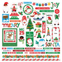 christmas stickers with santa claus and other holiday items